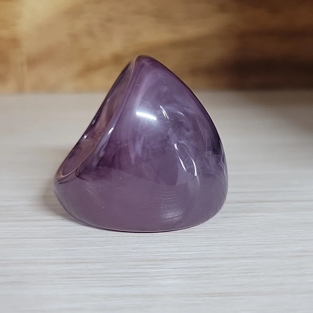 BOLD PURPLE SWIRL DOME RING, METAL FREE